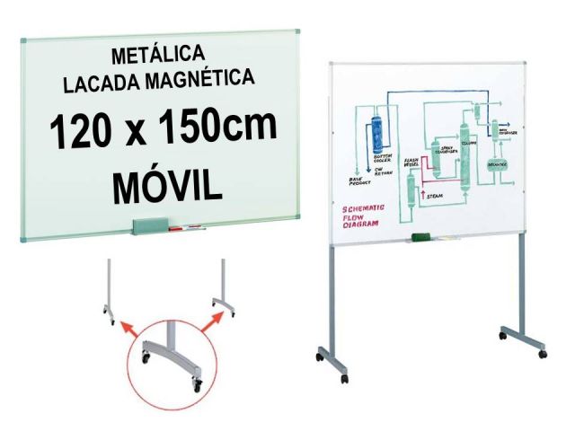 FAIBO PIZARRA BLANCA LACADA MAGNETICA MÓVIL 120x150