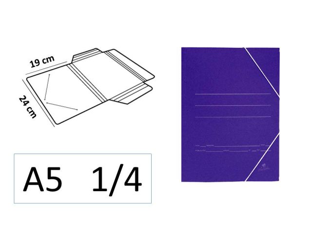 (PAQ.20) CARPETA GOMAS A5 CUARTO SOLAPAS AZUL 1045