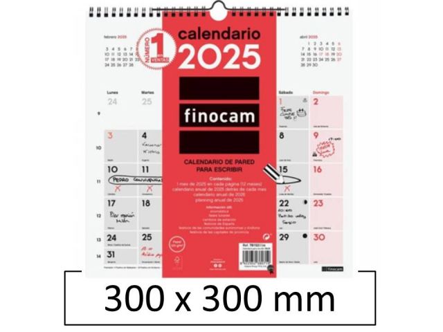 FINOCAM CALENDARIO PARED ESCRIBIR 30x30cm  2025