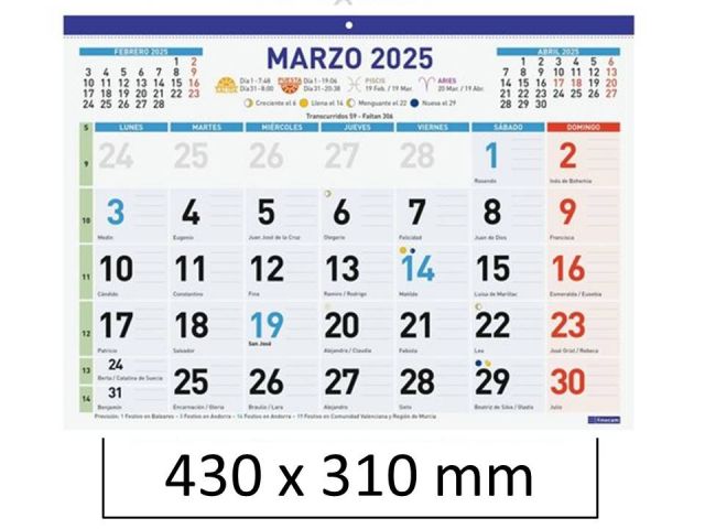 FINOCAM CALENDARIO FALDILLA MIX F94 43X31 2025