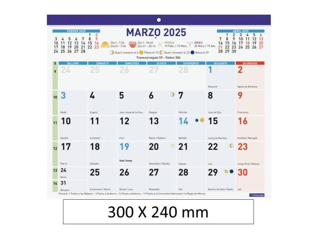 FINOCAM CALENDARIO FALDILLA ESC F43 30x24,7 2025