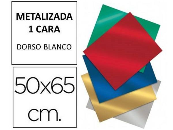 HOJA CARTULINA 50X65 METALIZADA DORSO BL AZUL