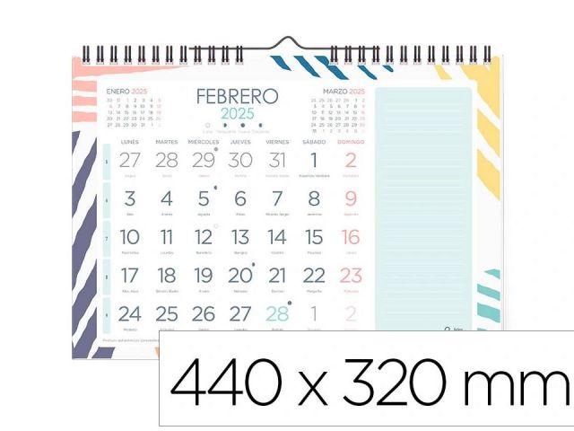 LDP CALENDARIO PARED  A3 44x32cm JOVEN NUM.GRANDE Y PEGATINAS  2025