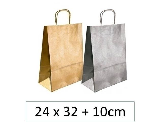 SNM PAQ.25 BOLSAS PAPEL S 24x32+10  ORO  ASA RIZ