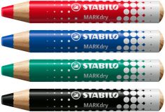 STABILO MARKdry KIT 4 LAPICES `PAÑO+SACAPUNTAS 648/4