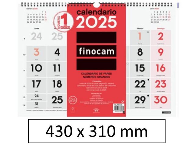 FINOCAM CALENDARIO PARED ESCRIBIR 31x43cm  2025