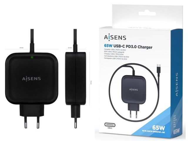 AISENS - CARGADOR PORTÁTILES 65W USB-C ASCH-1PD65W