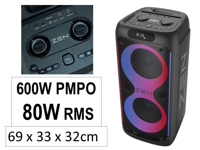 ZEN-RINGS ALTAVOZ BLUETOOTH 600W PMPO / 80W RMS