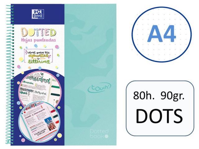 OXFORD CUADERNO ESPIRAL A4 80h.DOTS TOUCH ICE MINT